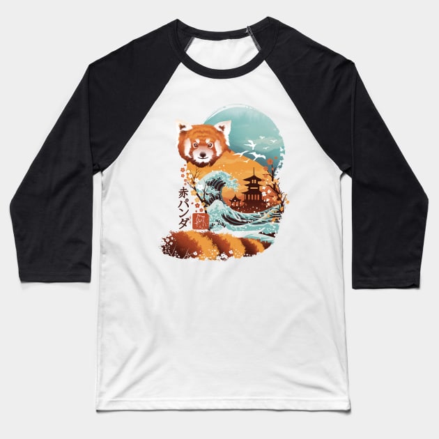 Ukiyo e Red Panda Baseball T-Shirt by DANDINGEROZZ
